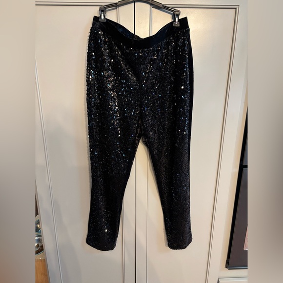 Chico's Black Velvet Sequins party pants - Picture 1 of 4